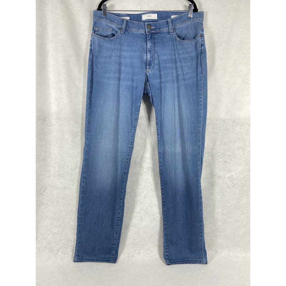 Brax Jeans Men's 34x32 Blue Cadiz Straight Leg Ultralight Cotton Blend Stretch
